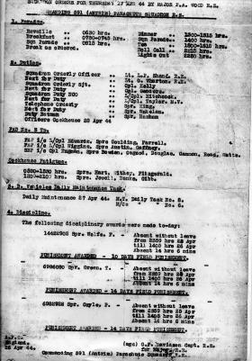 Extract from 591 Para Sqn Daily Orders, 27 April 1944.