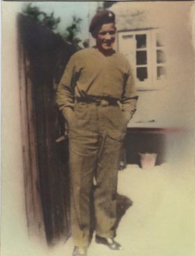 LCpl Stan Plested outside his home in Harrow, Middlesex