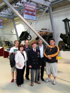 Charles Guscott with his family at the Airborne Assault Museum, Duxford, 14 June 2014.