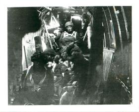 Men of 2nd Parachute Battalion inside a Halifax aircraft in Palestine, 1946.