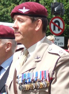 Lt Col Guy Wallis on parade at the Falkland's 30th Anniversary, 2012.