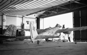 A captured Junkers Ju 88G aircraft in a hangar at Wunstorf airfield, April 1945