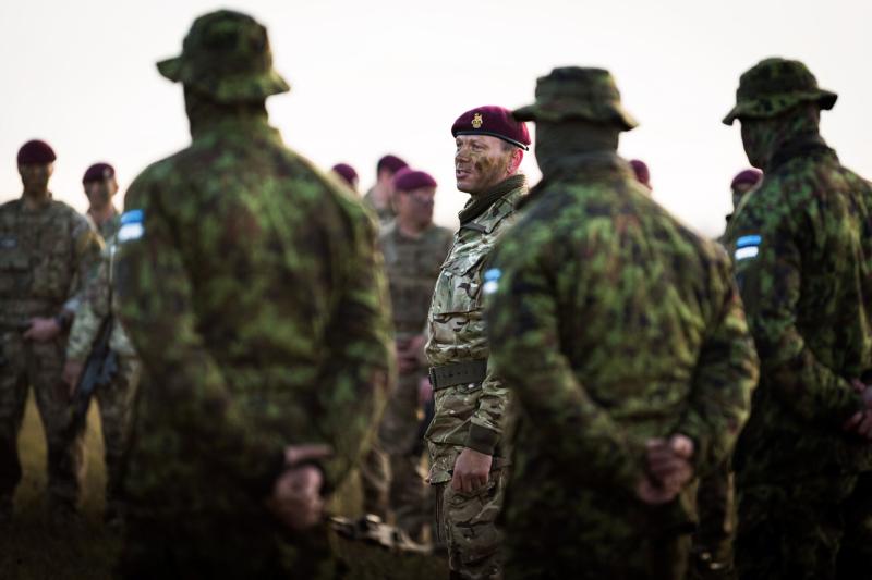 British and Estonian Officers meet during Op. Tractable