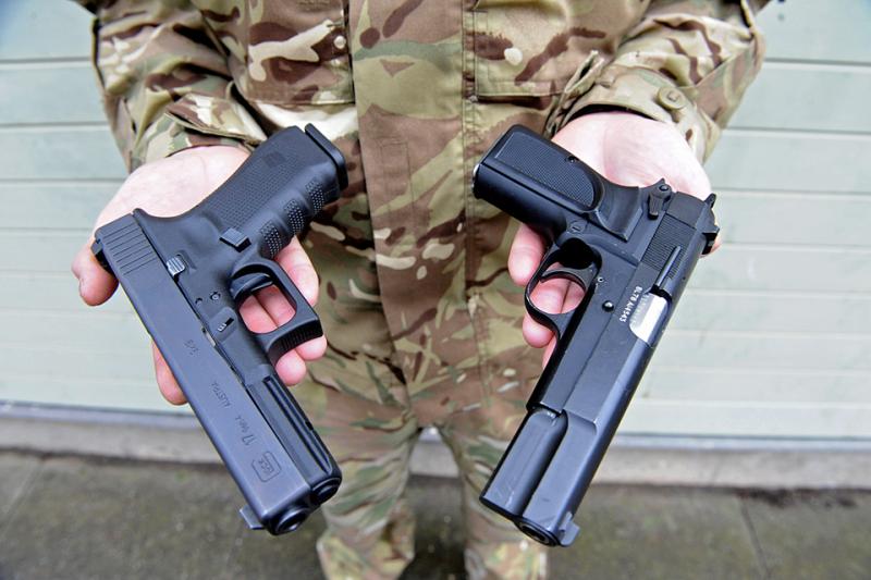 Glock 17 9mm  Pistol with Browning Hi Power 9mm pistol