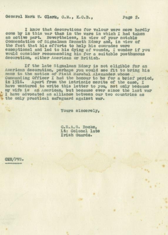 Letter from Lt Col Rocke to Gen MW Clarke US Army pg 2
