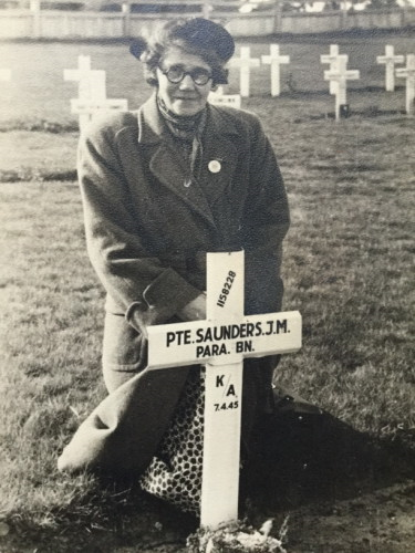 Gertrude Laura Saunders by Grave of Pte JM Saunders