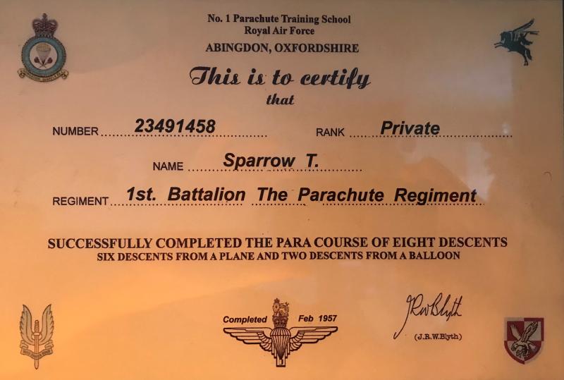 Jump certificate for Pte Sparrow