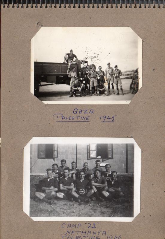 Photos on truck Gaza 1946 and soccer team Nathanya 1946