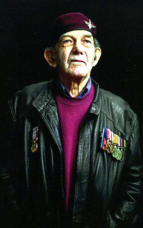 WJ Gilder in later life wearing his medals and maroon beret