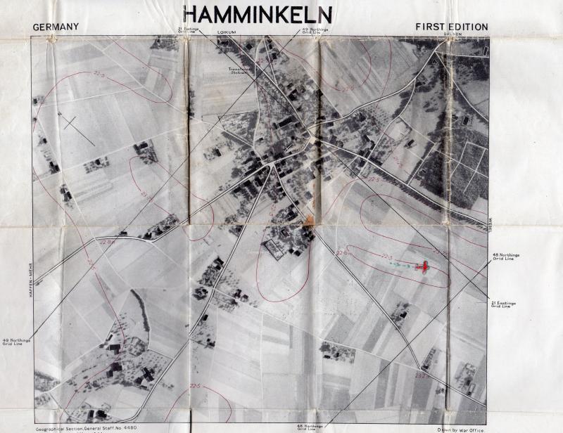 OS Map of Hamminkeln used by Major J Slater