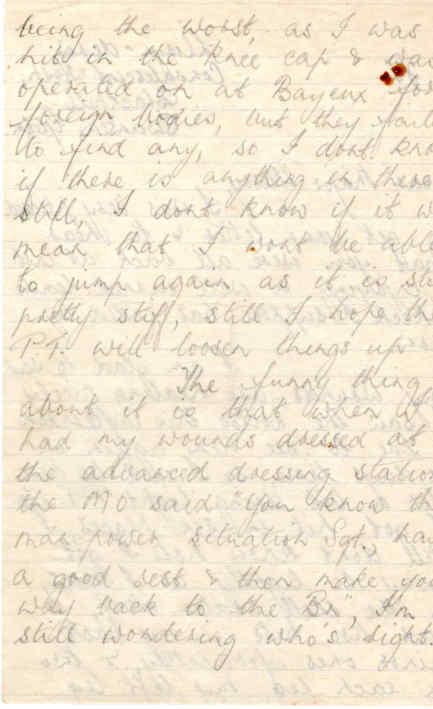 Letter from D. Woodcraft to Major Parry about his wounds