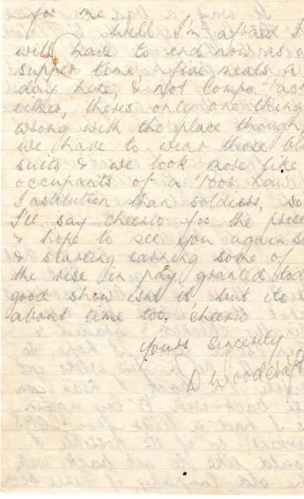 Letter from D. Woodcraft to Major Parry about his wounds