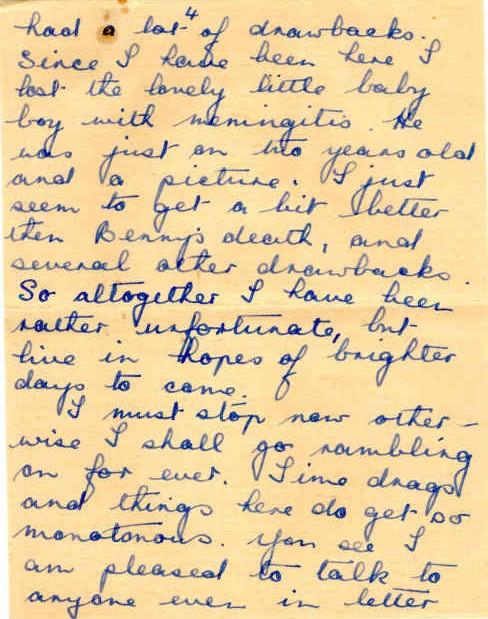 Letter from Mrs N. Greener to Major Parry about her missing brother J. Battle - Letter 4