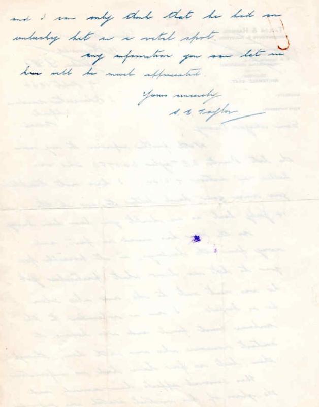 Letters from Mrs Taylor to Major Parry about the death of her son B. E. Taylor - Letter 2