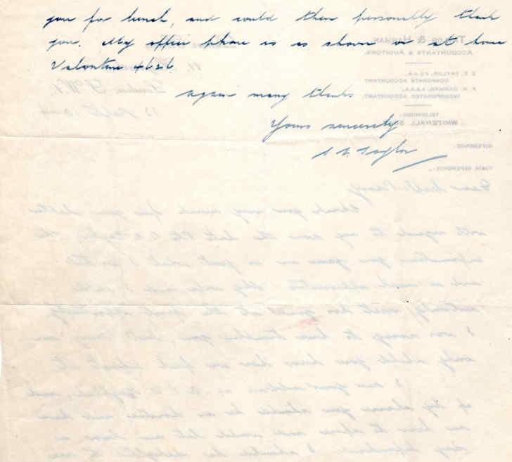 Letters from Mrs Taylor to Major Parry about the death of her son B. E. Taylor - Letter 3