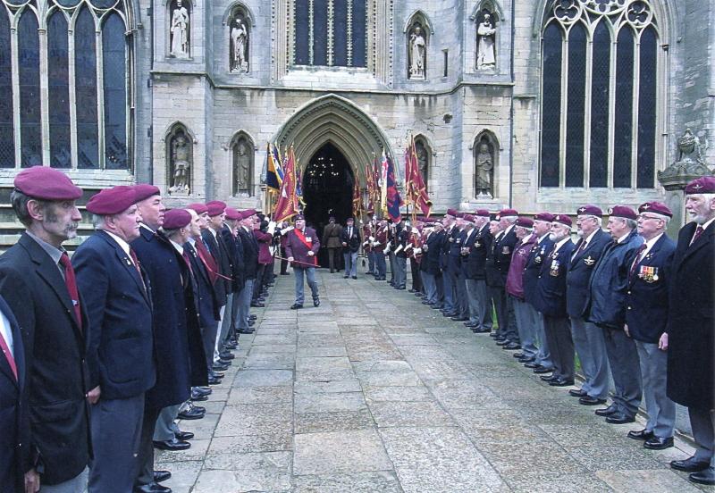 para veterans lining the entrance to St Wulframs Church for Richard Todds funeral service