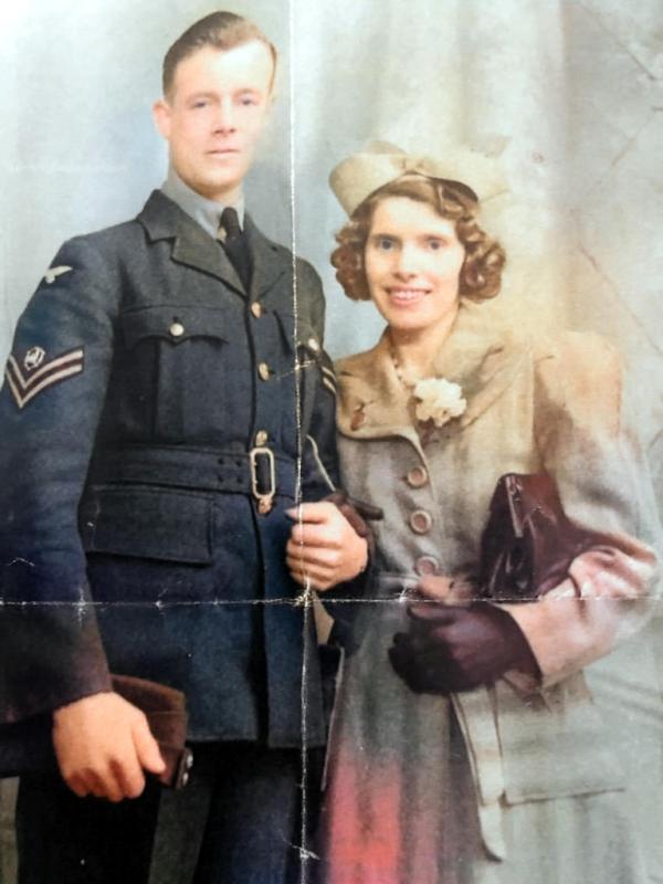 OS Sgt David with wife, Olive, colorized