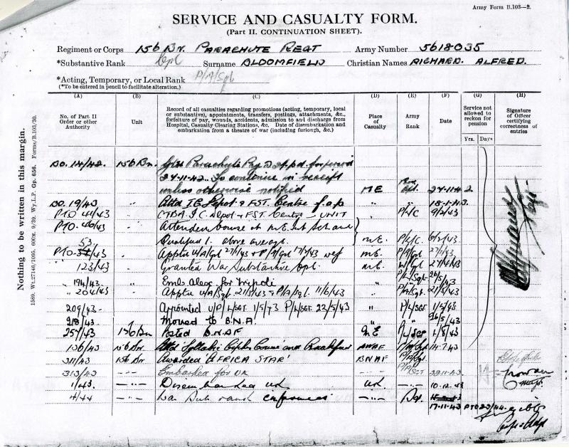 OS Sgt.R.A.Bloomfield. 156 Para Bn. Records of Service (2).jpg