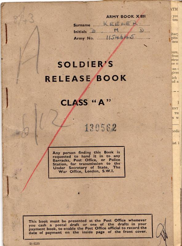 PD LSgt D Keeler release book December 1946