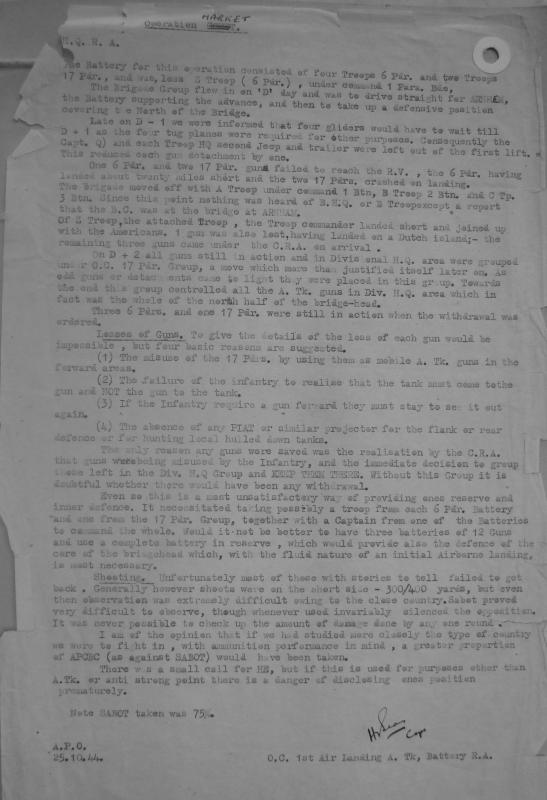 OS Capt. HF Bear Report. 25 October 1944