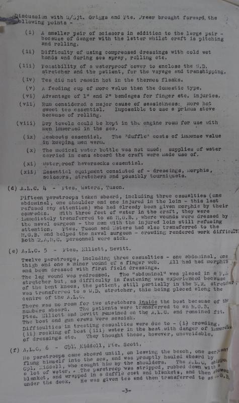 OS Capt Baker's report for Op Biting Ref 181 A/L Amb 3