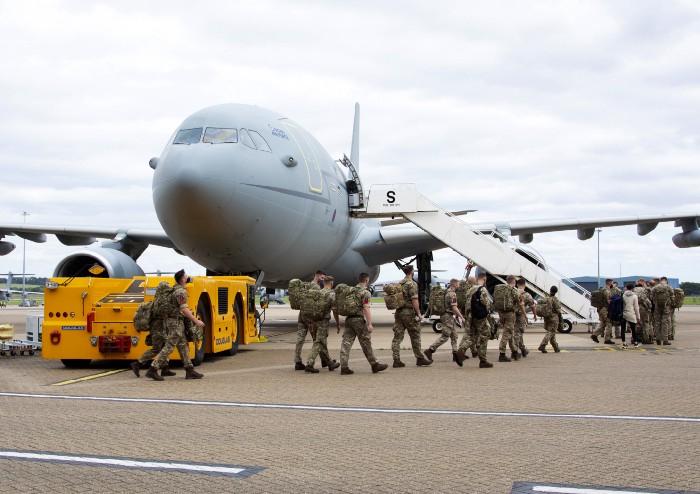 OS Operation PITTING Members of 16 AA depart RAF Brize Norton for Afghanistan