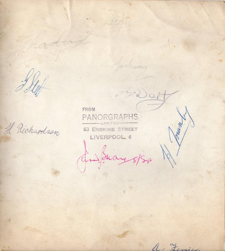 Reverse of image number 5 Preliminary education centre 1953 Saighton Camp Chester showing signatures
