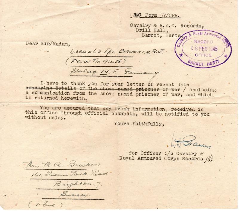 OS POW Documents of Ronald Brooker 3