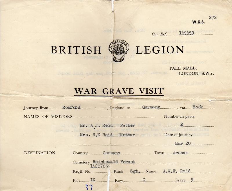 British Legion War Grave Visit form front
