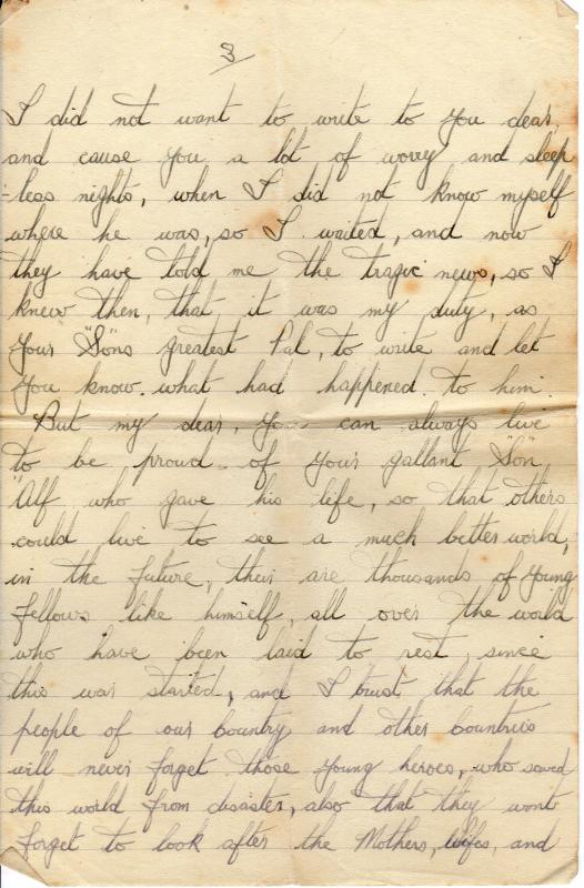 Letter from Sgt R Jenkins to Mother of Sgt Albert WF Reid  3