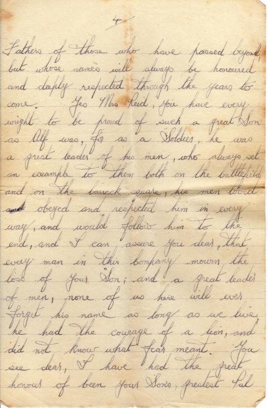Letter from Sgt R Jenkins to Mother of Sgt Albert WF Reid  4
