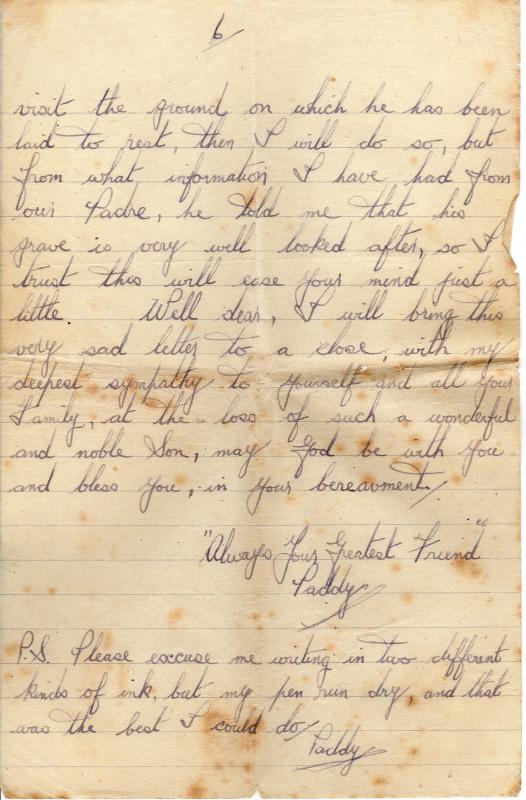 Letter from Sgt R Jenkins to Mother of Sgt Albert WF Reid  6
