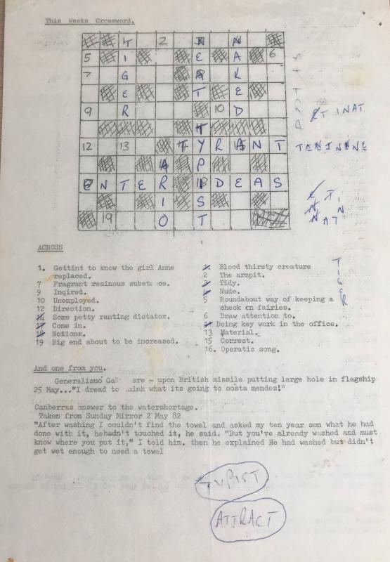 OS PARARM Sunday News 18 April 1982 Crossword