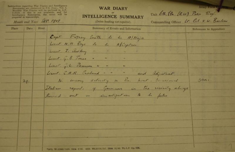 OS 6 Para Bn. War Diary. Sep 1943  7