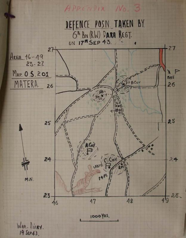 OS 6 Para Bn. War Diary. Sep 1943  8 map
