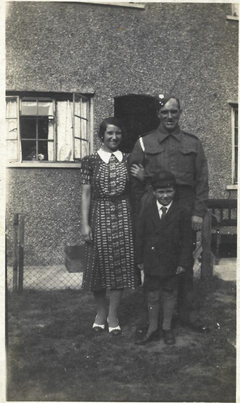 OS Dvr. C.M. Mackrell. R.A.S.C. with his wife and son. 1940/1941