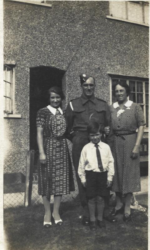 OS Dvr. CM Mackrell RASC with his wife, son and Mother 1940/1941