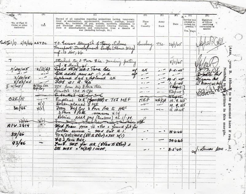 Pte Charles A Pook Service Record pg3