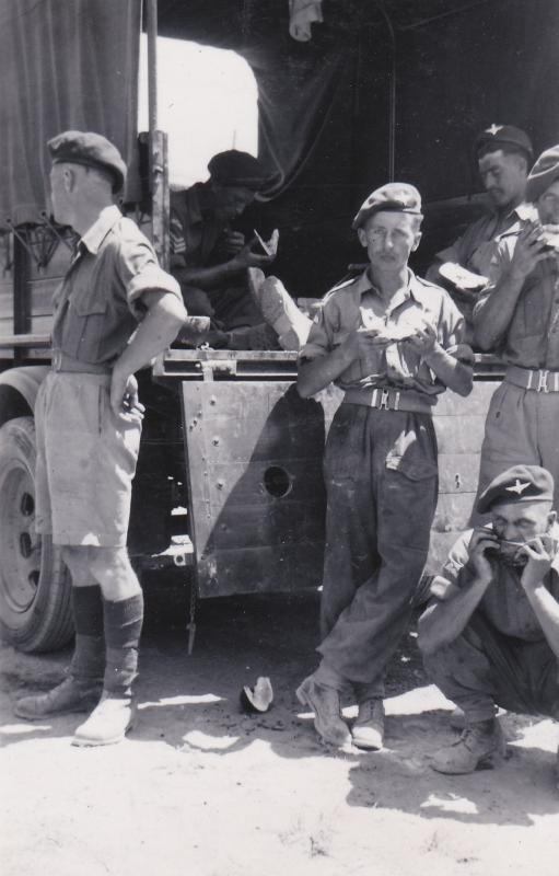 OS 1951-07-09 MT platoon, 3 Para members await additional vehicles to arrive Famagusta Cyprus