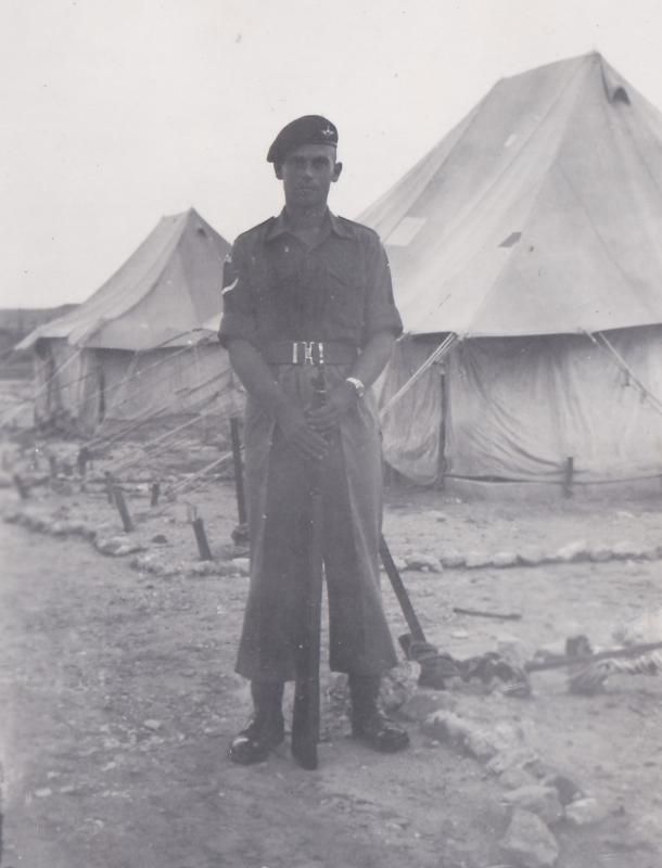 OS 1951-09-30 L-Cpl David Alexander,3 Para goes on guard Waynes Keep Camp Cyprus (DH pic).jpg
