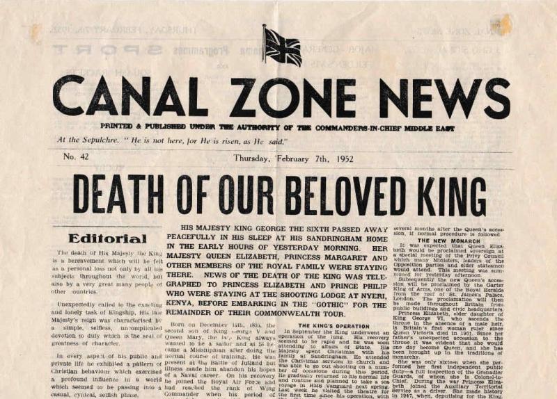 OS 1952-02-07 Canal Zone News-Death of King (part1)