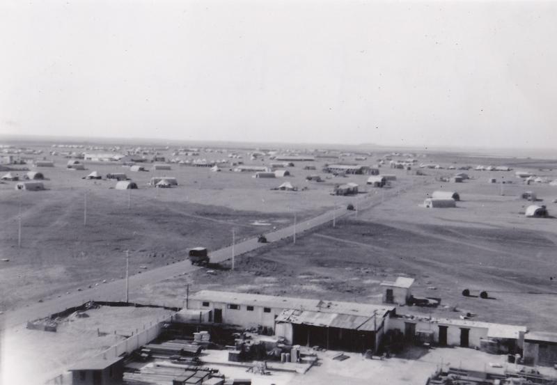 OS 1952-04-02 Shandur Camp, Fayid, Egypt, view from water tower, (camp bus 100 mls plus per day) (DH pic).jpg