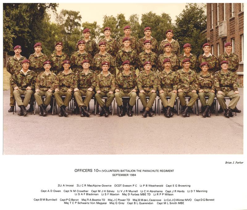 Officers 10 Para September 1984 