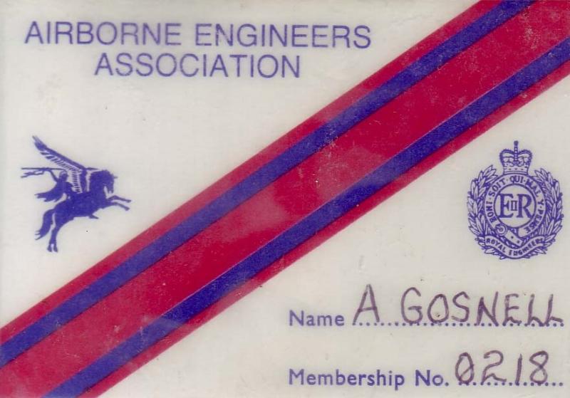 OS Airborne Engineers Association membership card