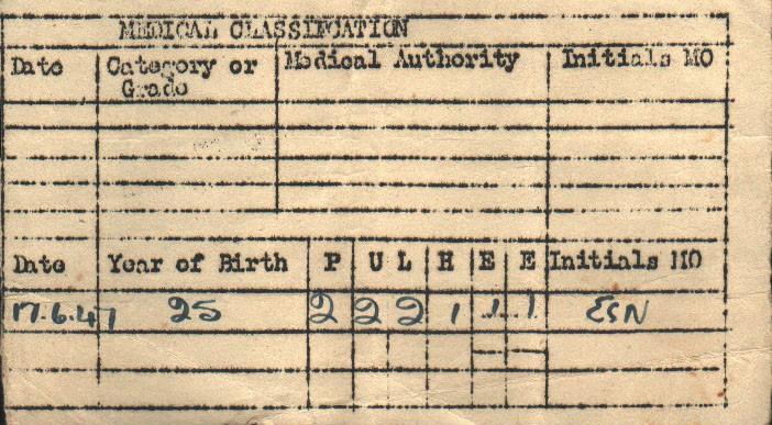 OS Medical Classification form Albert Gosnell