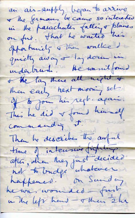 OS Letter written by Alan Bush's sister describing Alan's involvement at Arnhem page 3