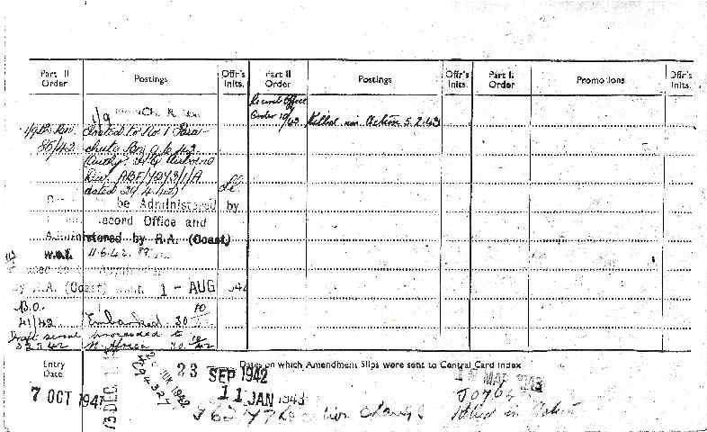 OS service documents relating to Pte Frank Holroyd  3