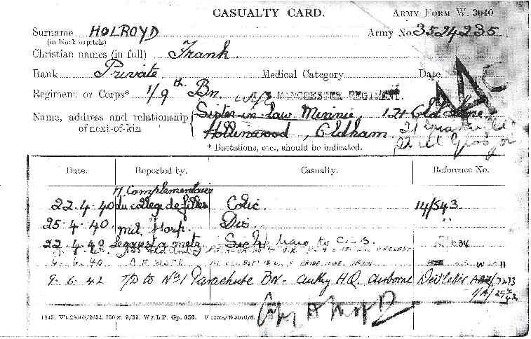 OS service documents relating to Pte Frank Holroyd  5