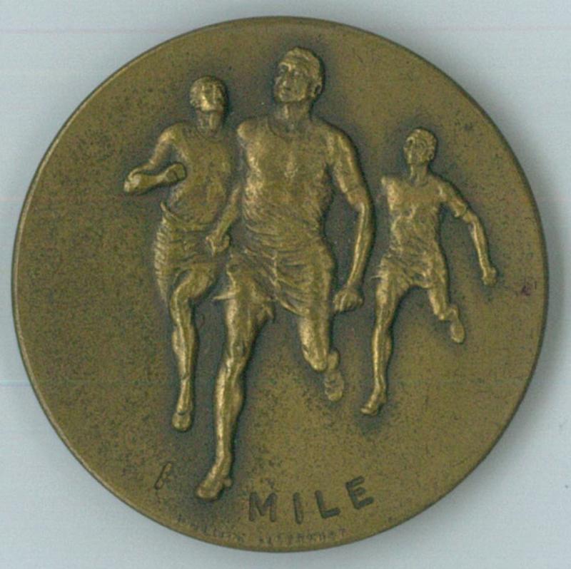 OS Army Championship 1957 1 Mile Runner up medal for James Quinn (front)