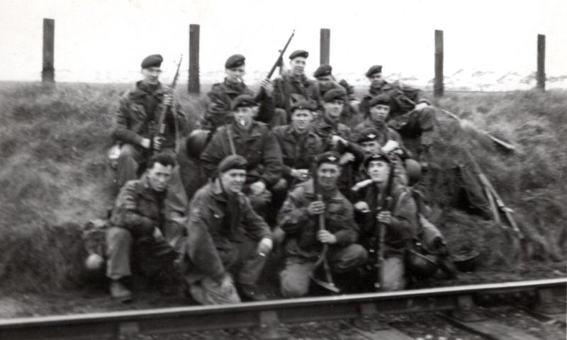 AA Peter Bentley and fellow Paras by railway